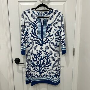 Large coral print dress